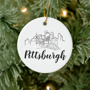 Pittsburgh Skyline Illustration Art Keramik Ornament