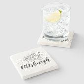 Pittsburgh Skyline Illustration Art Steinuntersetzer (Seitenansicht)