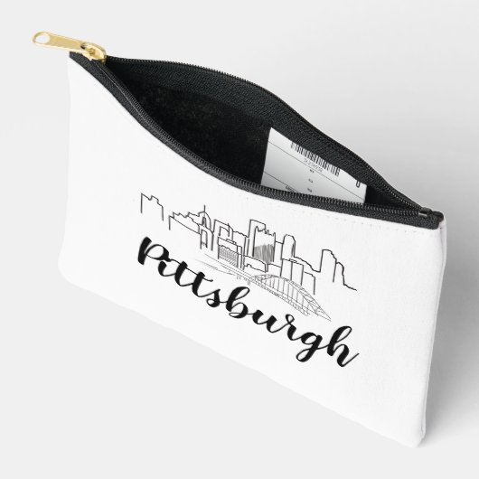 Pittsburgh Skyline Illustration Art Zubehörtasche (Offen)