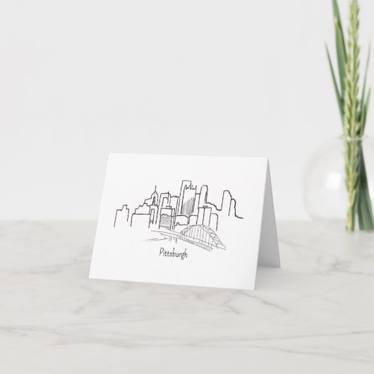 Pittsburgh Skyline Illustration Dankeskarte (Vorderseite)