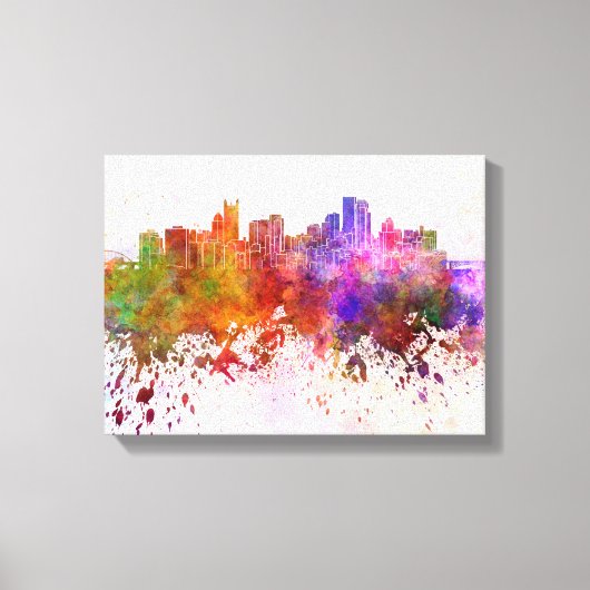 Pittsburgh skyline im Watercolor background Leinwanddruck (Vorderseite)
