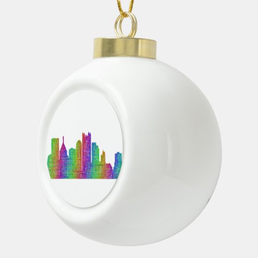 Pittsburgh-Skyline Keramik Kugel-Ornament (Rechts)