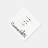 Pittsburgh Skyline Moderner Hochzeitscocktail Serviette (Ecke)