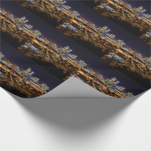 Pittsburgh-Skyline nachts Geschenkpapier (Ecke)