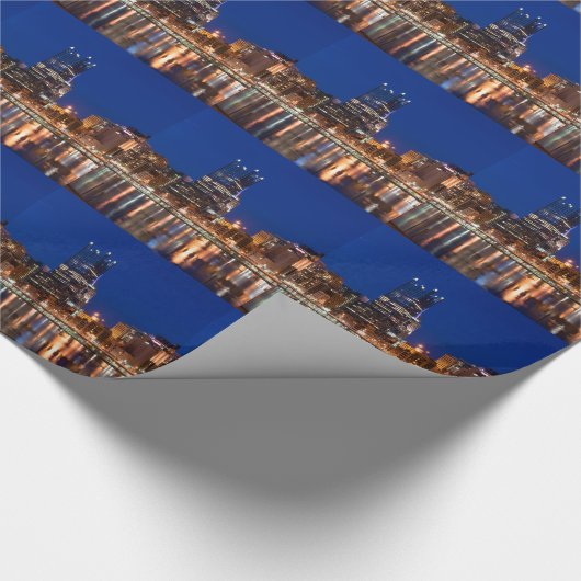Pittsburgh-Skyline nachts Geschenkpapier (Ecke)
