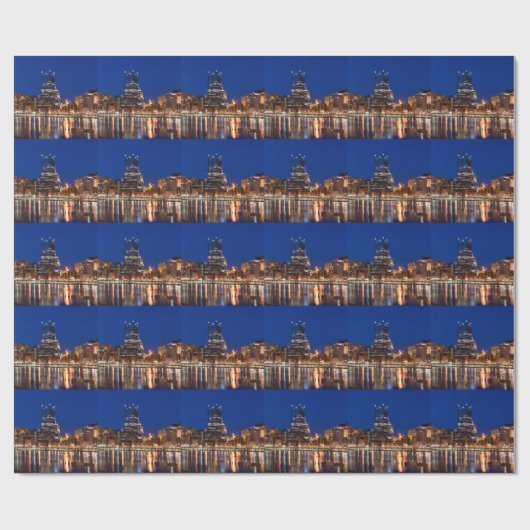 Pittsburgh-Skyline nachts Geschenkpapier (Flach)