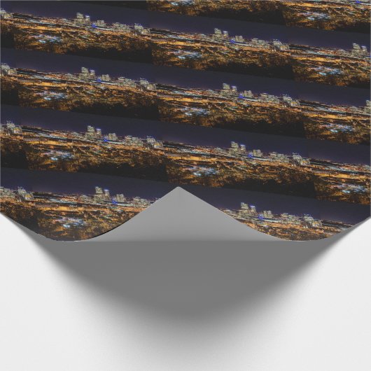 Pittsburgh-Skyline nachts Geschenkpapier (Ecke)