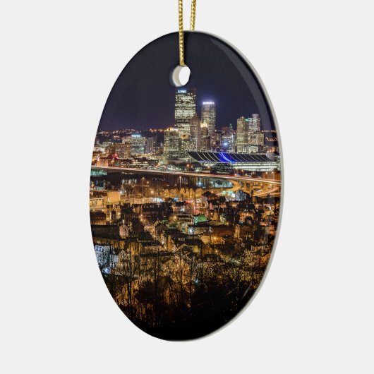 Pittsburgh-Skyline nachts Keramik Ornament (Links)