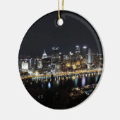 Pittsburgh-Skyline nachts vom Berg Washington Keramikornament (Links)