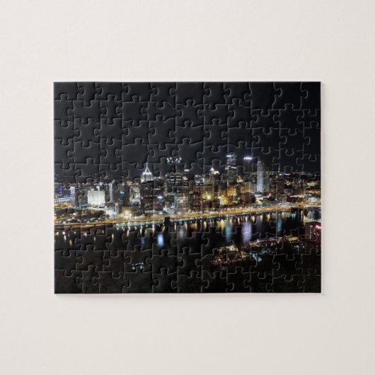 Pittsburgh-Skyline nachts vom Berg Washington Puzzle (Horizontal)