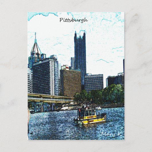 Pittsburgh Skyline Postkarte (Vorderseite)