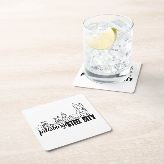Pittsburgh-Skyline Rechteckiger Pappuntersetzer (Vor Ort)