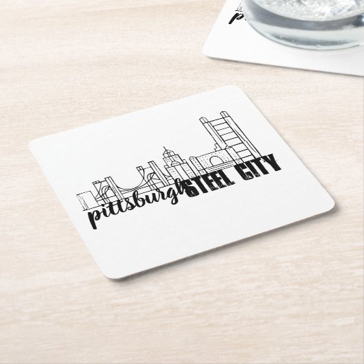 Pittsburgh-Skyline Rechteckiger Pappuntersetzer (angewinkelt)