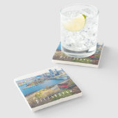 Pittsburgh Skyline Steinuntersetzer (Seitenansicht)