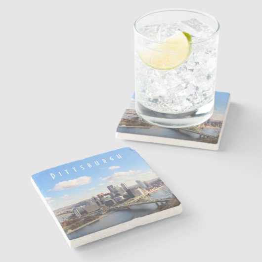 Pittsburgh Skyline Stone Untersetzer (Seitenansicht)