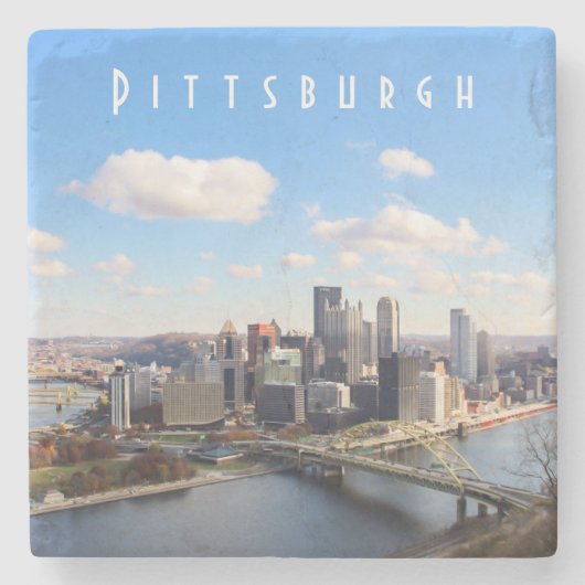 Pittsburgh Skyline Stone Untersetzer (Vorderseite)