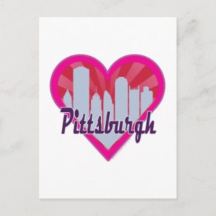 Pittsburgh Skyline Sunburst Herz Postkarte