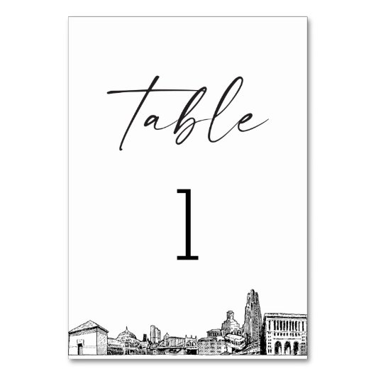 Pittsburgh Skyline Tischnummer 3.5 x5 Card (Rückseite)