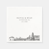 Pittsburgh Skyline Wedding Paper Cocktail Napkin Serviette (Vorderseite)