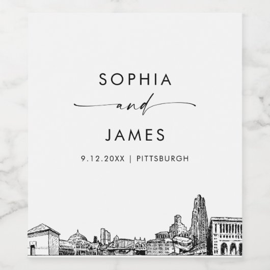Pittsburgh Skyline Weinetikett (Einzelnes Label)