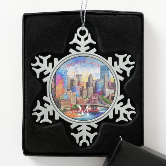 Pittsburgh Snowflake Pewter Weihnachtsschmuck Schneeflocken Zinn-Ornament (Box)