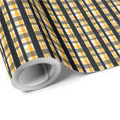 Pittsburgh Sportfan Black Yellow Gold Kariert Geschenkpapier (Rolleneckpunkt)