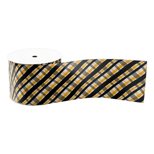 Pittsburgh Sportfan Black Yellow Gold Kariert Ripsband (Spule)