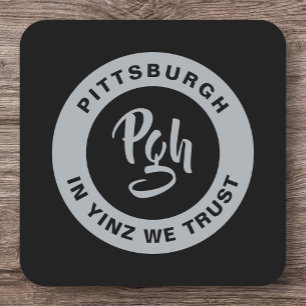 Pittsburgh Sports Yinz Custom Barware Square Pap Rechteckiger Pappuntersetzer