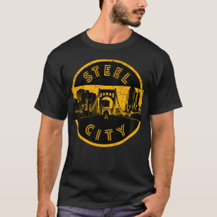 Pittsburgh Steel City Retro Skyline Bridge Vintag T-Shirt