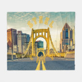 Pittsburgh Steel City Skyline 412 Pennsylvania Can Fleecedecke (Vorderseite (Horizontal))