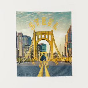Pittsburgh Steel City Skyline 412 Pennsylvania Can Wandteppich
