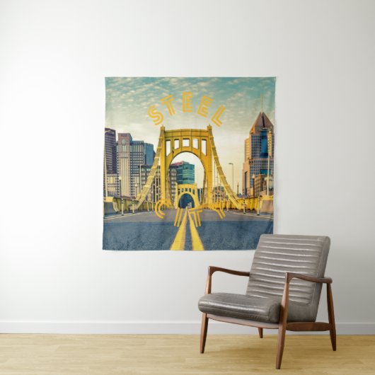 Pittsburgh Steel City Skyline 412 Pennsylvania Can Wandteppich (Beispiel)