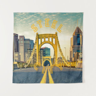 Pittsburgh Steel City Skyline 412 Pennsylvania Can Wandteppich