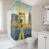 Pittsburgh Steel City Skyline Bridge Pennsylvania Duschvorhang (Beispiel)