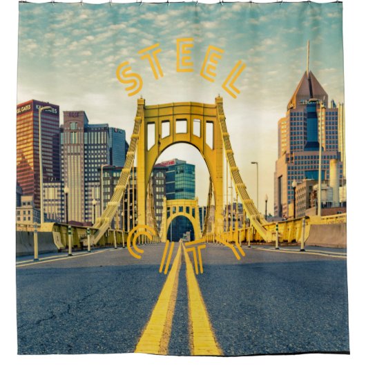 Pittsburgh Steel City Skyline Bridge Pennsylvania Duschvorhang (Vorderseite)