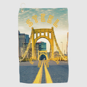 Pittsburgh Steel City Skyline Bridge Pennsylvania Golfhandtuch