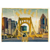 Pittsburgh Steel City Skyline Bridge Pennsylvania Große Geschenktüte (Rückseite)