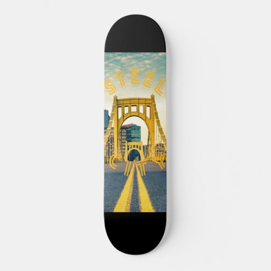 Pittsburgh Steel City Skyline Bridge Pennsylvania Skateboard (Vorderseite)