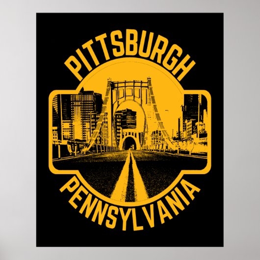 Pittsburgh Steel City Skyline Bridge Poster (Vorne)