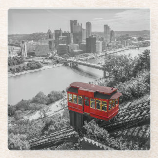 Pittsburgh Steel City Skyline Incline Fotografie  Glasuntersetzer