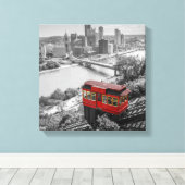 Pittsburgh Steel City Skyline Incline Fotografie Leinwanddruck (Insitu (Holzboden))