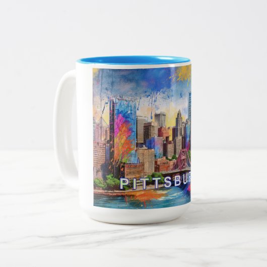 Pittsburgh Steel City Zweifarbige Tasse (Vorderseite Links)
