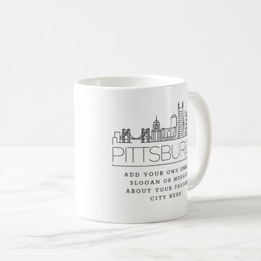 Pittsburgh Stylized Skyline | Benutzerdefinierter Kaffeetasse (VorderseiteRechts)