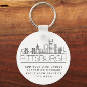 Pittsburgh Stylized Skyline | Benutzerdefinierter  Schlüsselanhänger (Vorderseite)