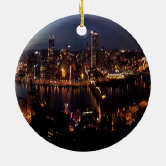 Pittsburgh über Monongahela Neigung Keramik Ornament (Hinten)