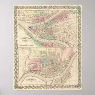 Pittsburgh und Allegheny, Pennsylvania Poster