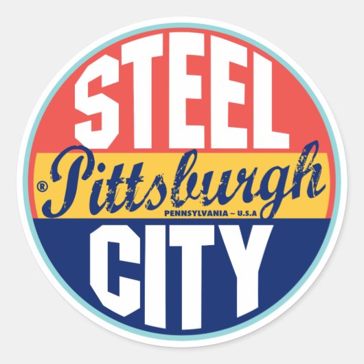 Pittsburgh Vintage Label Runder Aufkleber (Vorderseite)