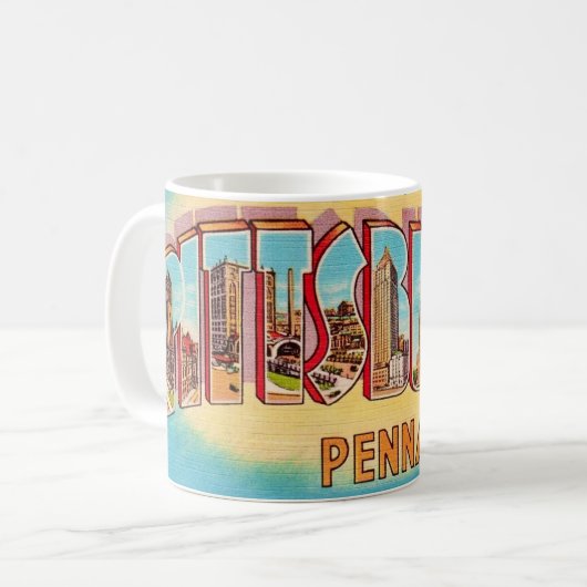 Pittsburgh Vintage Postkarte Tasse (Vorderseite Links)