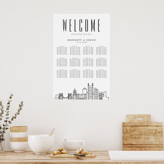 Pittsburgh Wedding | 12 Tabelle Seating Chart Poster (Küche)