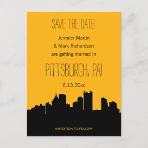 Pittsburgh Wedding Black and Gold Save the Date Ankündigungspostkarte